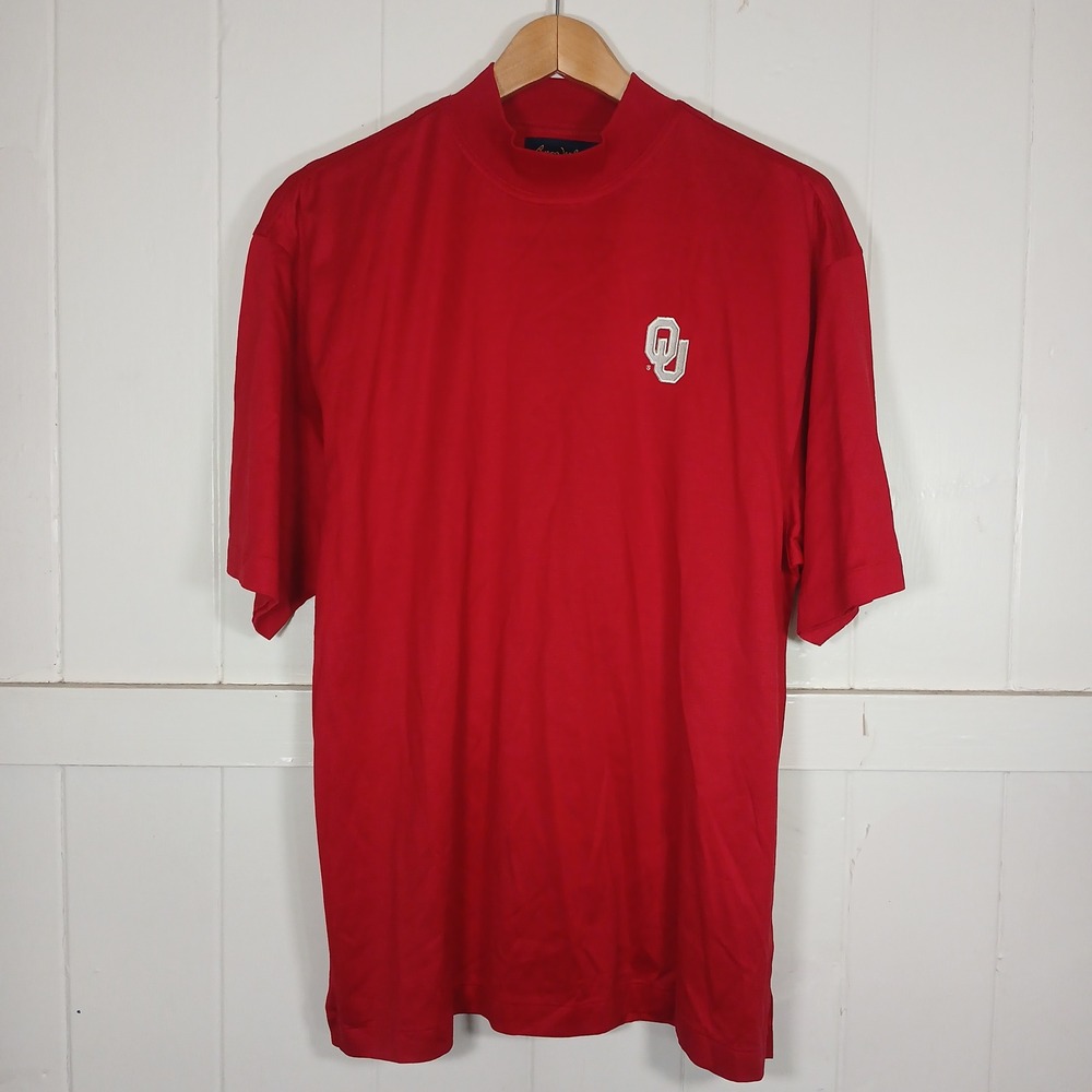 Byron Nelson Oklahoma Sooners NCAA Mock Neck Shirt Mens Large Red Golf